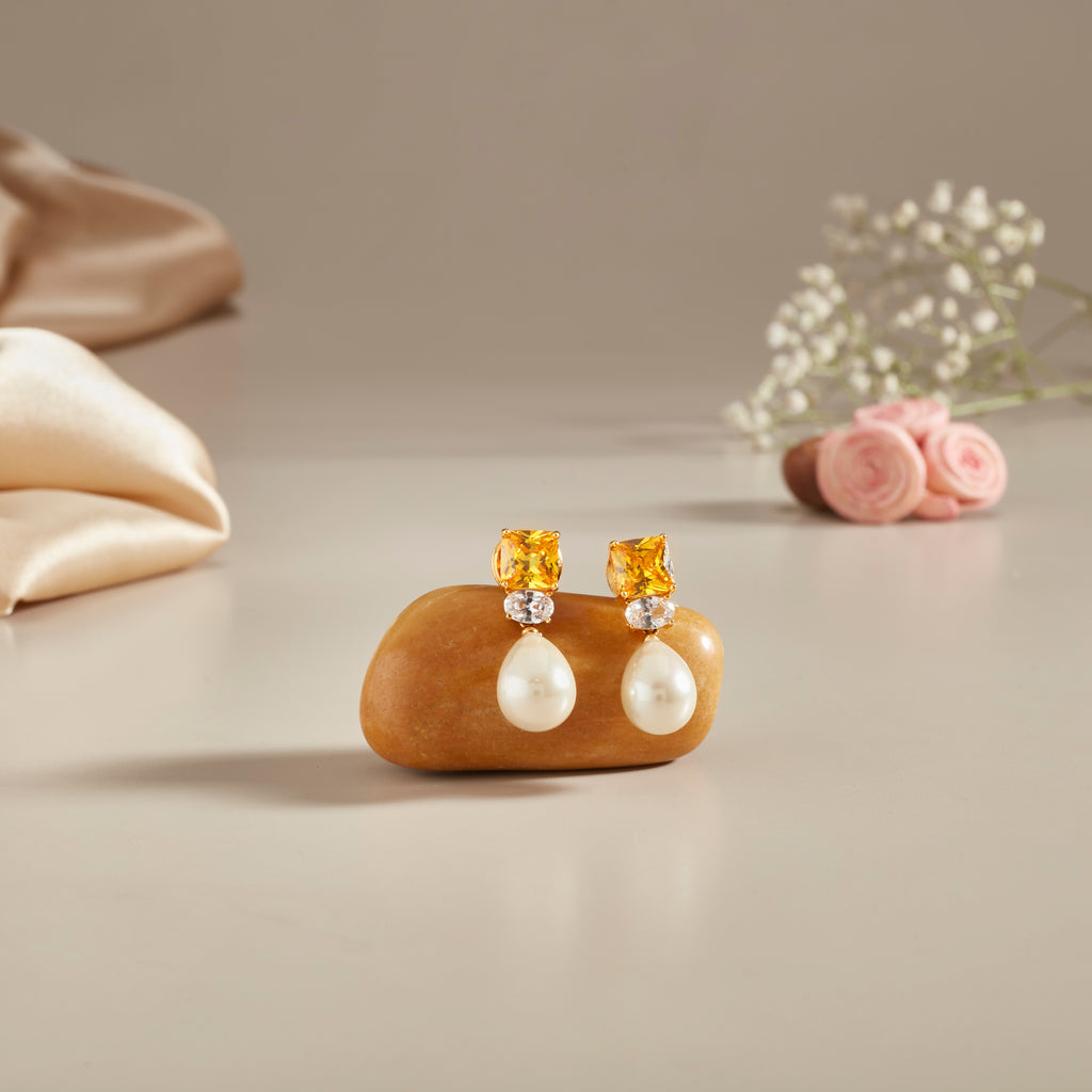 Yellow Stone Small With Pearl Drop