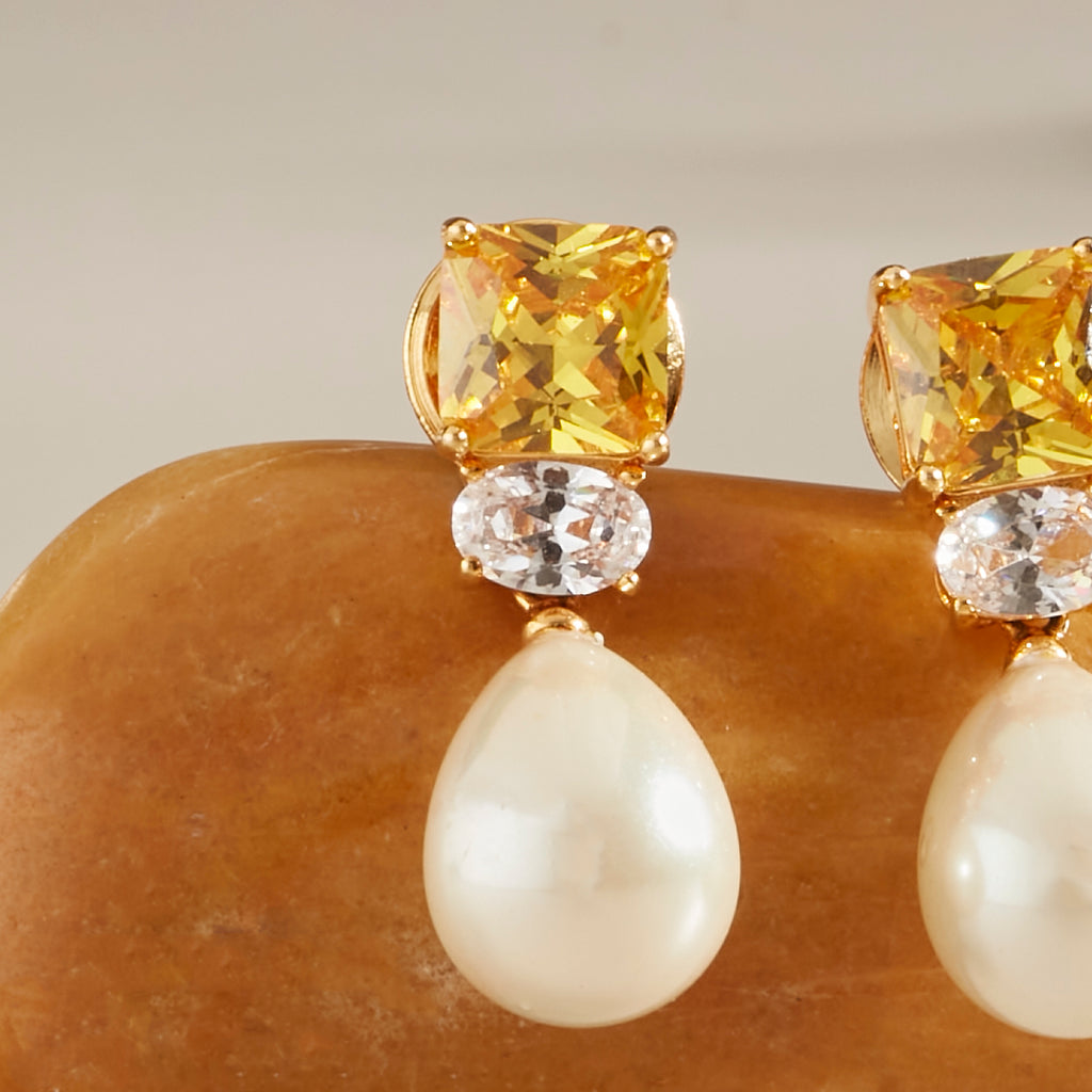 Yellow Stone Small With Pearl Drop